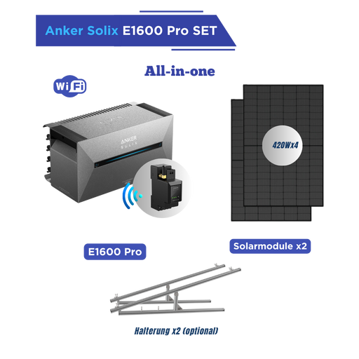 Anker Solix Solarbank 2 E1600 Pro Suntech Solarmodule Balkonkraftwerk Set mit Halterung