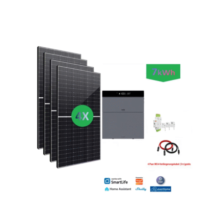 7 kWh Speicher | Balkonkraftwerk Komplettset 2000W PV Tuya CBE2000 Pro + 4×Jolywood 500W Full Black + Smart Meter